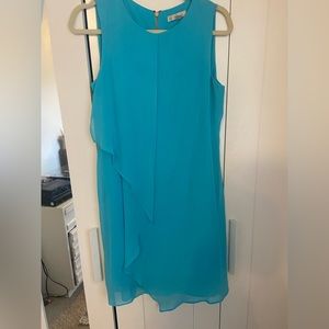Blue flowy asymmetrical mini dress